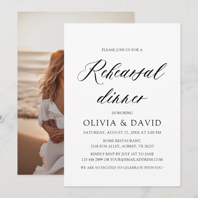 Modern natt före repetitionsmiddag inbjudningar (Fram/baksida)
