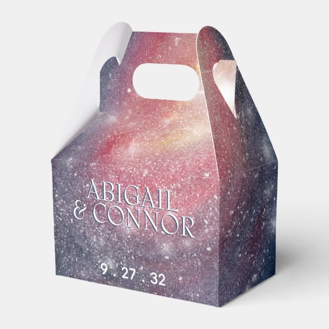 Modern Nattlig Himmel Galax Blå Lila Röd Presentaskar (Framsidan Sidan)