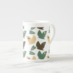 Modern Natur Fjäril Botanisk Grönska Benporslin Mugg