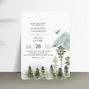 Modern Natur Grön Skog   Akvarell Träd Inbjudningar
