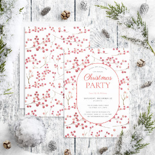 Modern Natural Red Berry jul Party Inbjudningar