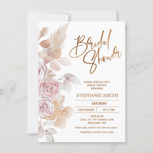 Modern Natural Tones Boho Blommigt Möhippa Inbjudningar
