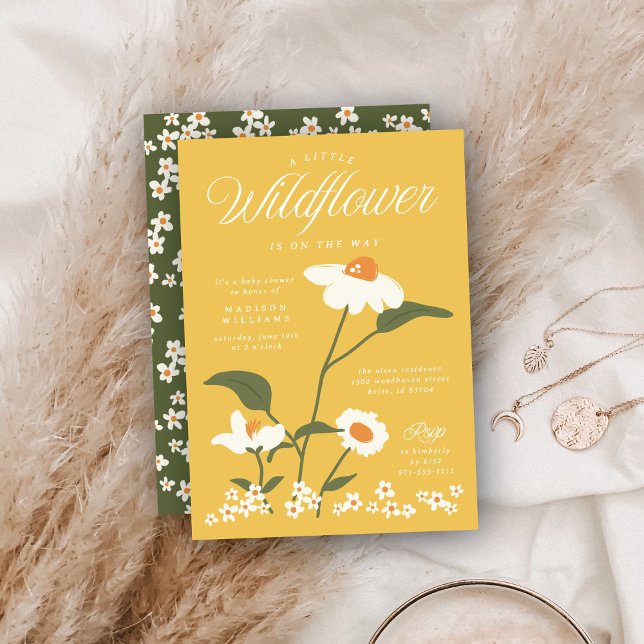 Modern Nature ThMeed Wildblomma Baby i Bloom Inbjudningar (Skapare uppladdad)