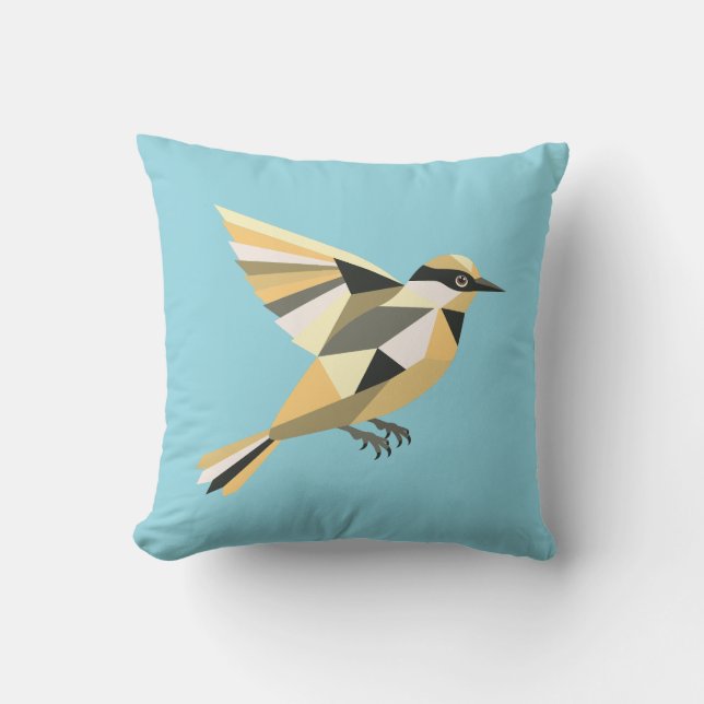 Modern naturinspirerad Geometric Bird Kudde (Framsida)
