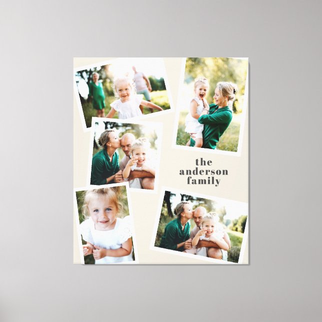 Modern naturlig hemdekoder för flera fotofamiljer canvastryck (Framsida)