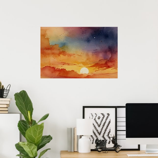 Modern naturväggskunsttryck | Samtida landskap Poster (Hemmakontoret)