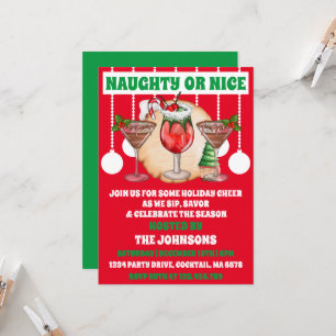 Modern Naughn eller God Jul Cocktail Party Inbjudningar