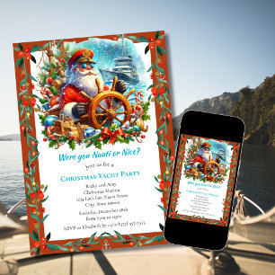 Modern Nauti eller Trevlig Santa Jul Yacht Festiva Inbjudningar