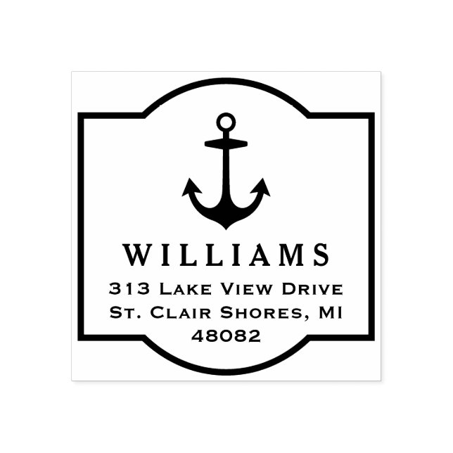 Modern Nautical Anchor Ram Returadress Stämpel (Tryck)