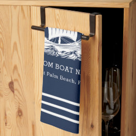 Modern Nautical Anpassningsbar Boat Namn & Frakt L Kökshandduk