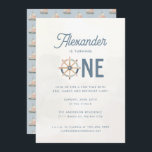 Modern Nautical Blue Pastel Kids 1:a födelsedagen Inbjudningar<br><div class="desc">Modern Nautisk Blue Pastel Kids Inbjudan på födelsedagen med en söt segelbåt mönster på baksidan</div>