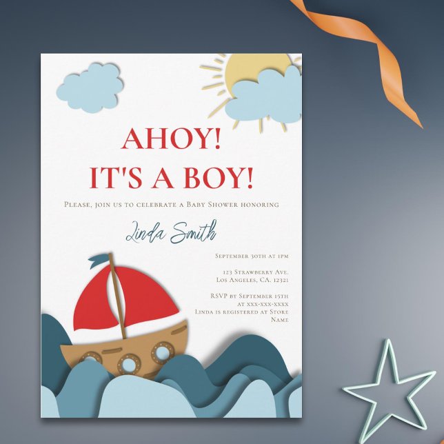 Modern nautical Boat Baby Shower Inbjudningar (Skapare uppladdad)