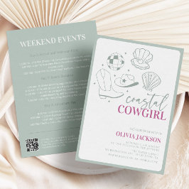 Modern Nautical Coastal Cowgirl Bachelorette Party Inbjudningar