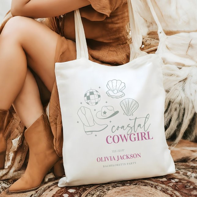 Modern Nautical Coastal Cowgirl Bachelorette Party Tygkasse (Skapare uppladdad)