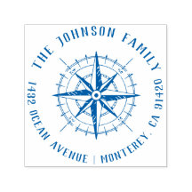 Modern Nautical Compass Family Namn Returadress
