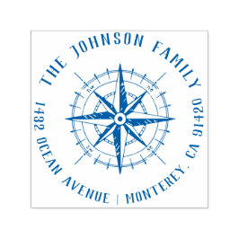 Modern Nautical Compass Family Namn Returadress Självfärgande Stämpel