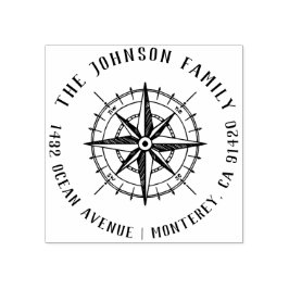Modern Nautical Compass Family Namn Returadress Stämpel