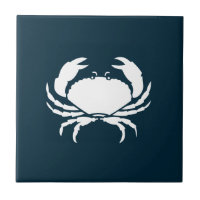 Modern Nautical Navy Blue Crab Kitchen Backsplash