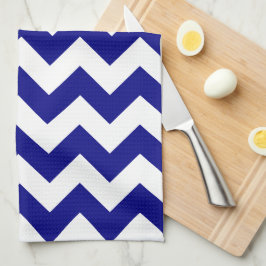 Modern Nautical Navy Blue White Chevron Kökshandduk