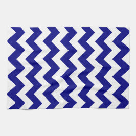 Modern Nautical Navy Blue White Chevron Kökshandduk
