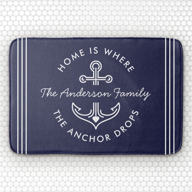 Modern Nautical Quote Anpassningsbar Familj Namn m Badrumsmatta (Skapare uppladdad)