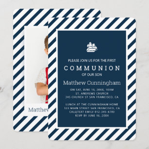 Modern Nautical Rand Communion-inbjudan Inbjudningar