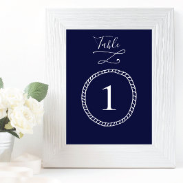 Modern Nautical Rope Navy Blue Bröllop Bordsnummer