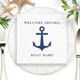 Modern Nautical White Navy Blue Anchor Boat Pappersservett