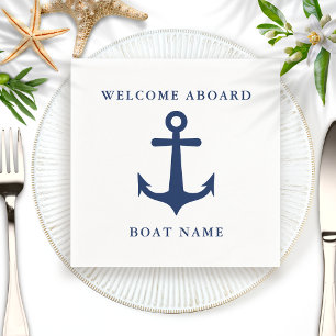 Modern Nautical White Navy Blue Anchor Boat Pappersservett