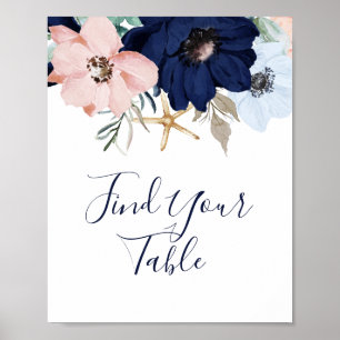 Modern Nautilus Blomsterlig Bordsskylt Poster