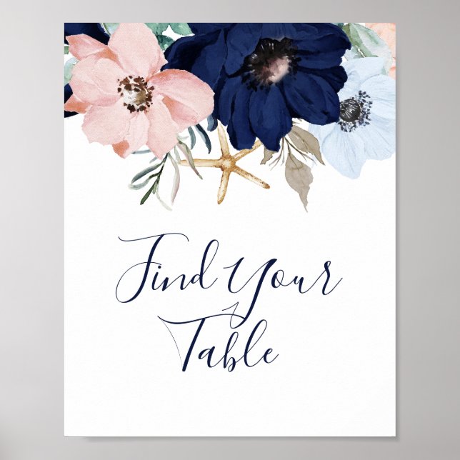 Modern Nautilus | Blomsterlig Bordsskylt Poster (Framsidan)