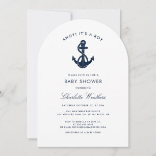 Modern Nautisk fästman Boy Shower Inbjudningar