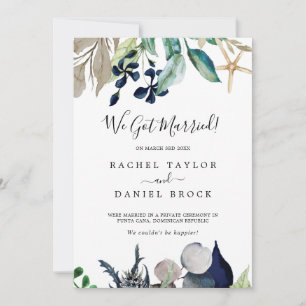 Modern nautisk Greenery Elopement Announcement Meddelande