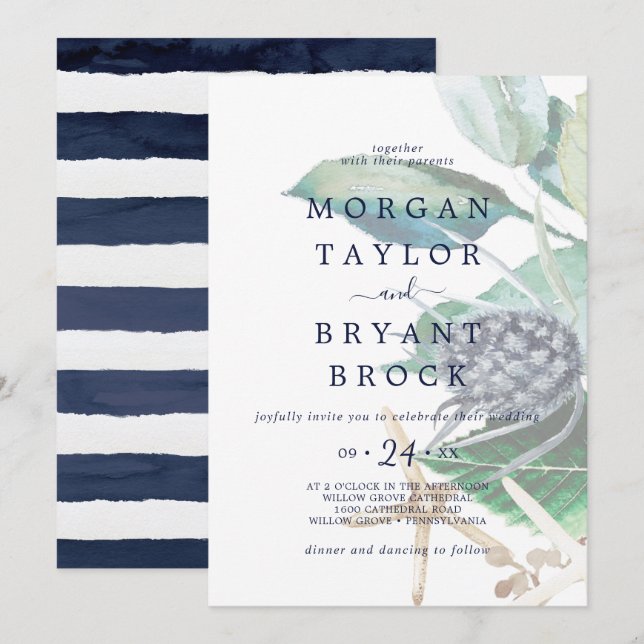 Modern nautisk | Grey Faded Bröllop Inbjudningar (Fram/baksida)