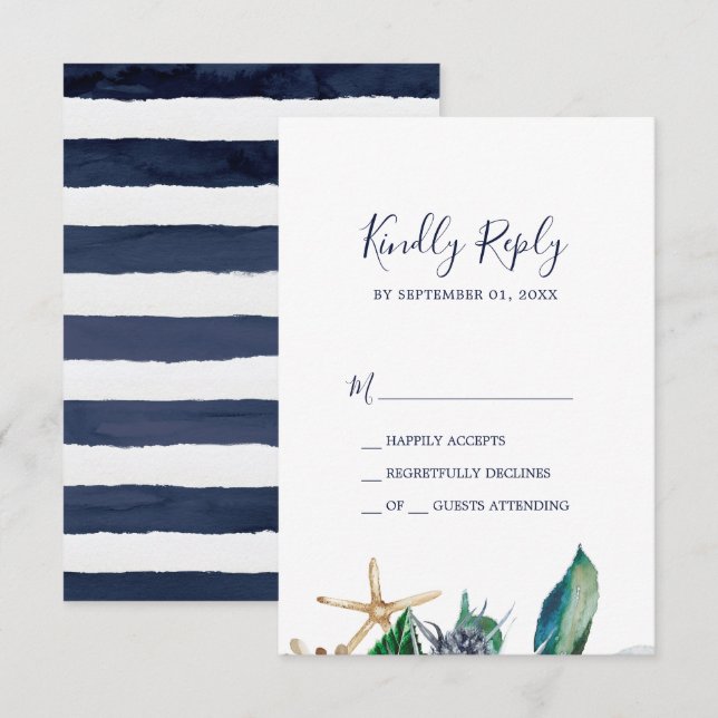 Modern nautisk | Grey och Rand OSA kort (Fram/baksida)