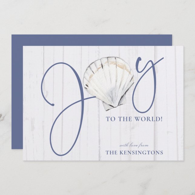 Modern Nautisk jul Joy Helgdag Julkort (Fram/baksida)