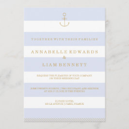 Modern nautisk rand weddingi inbjudningar