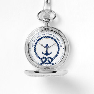 Modern nautisk rep och ankar anpassad text ficka armbandsur
