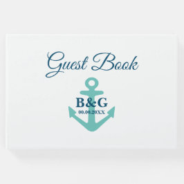 Modern nautiska ankarmonogram bröllop gästböcker