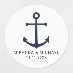 Modern nautiska flottan Blue Anchor Wedding Favor Klistermärke