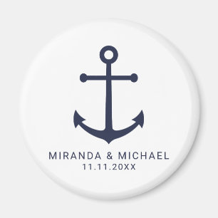 Modern nautiska flottan Blue Anchor Wedding Favor Magnet