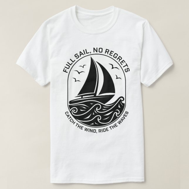 Modern nautiska Logotyp med segelbåtscen T Shirt (Design framsida)