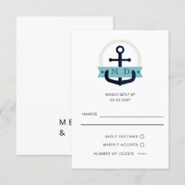 Modern Navy Anchor Nautical Monogram Bröllop OSA