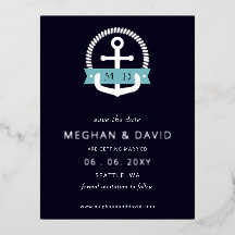 Modern Navy Anchor Nautical Monogram sparar datume