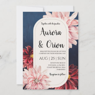 modern navy blue and burgundy wedding invitations inbjudningar