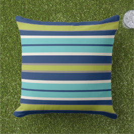 Modern Navy Blue and Grönt Rand Kudde
