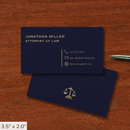 Modern Navy Blue and Guld Lawyer Visitkort