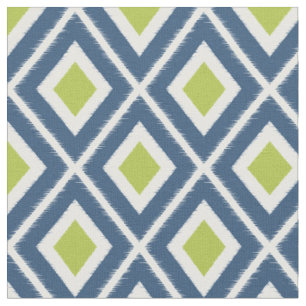 Modern Navy Blue and Lime Green Ikat Mönster Tyg