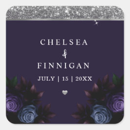 Modern Navy Blue and Silver Add Logotyp Fyrkantigt Klistermärke