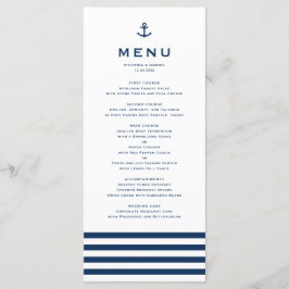Modern Navy Blue and White Anchor Nautical Bröllop Meny